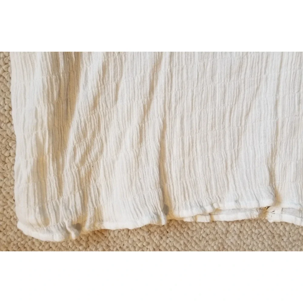 NWT Womens Top-H&M-white gauzy 'Lace-detail Blouse' raglan balloon slv Beachy-XL